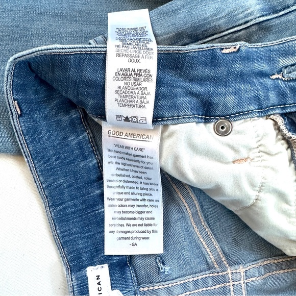 GOOD AMERICAN GOOD WAIST CROP RAW EDGE HIGH WAIST DISTRESSED SKINNY JEANS Sz4/27 - Picture 10 of 15